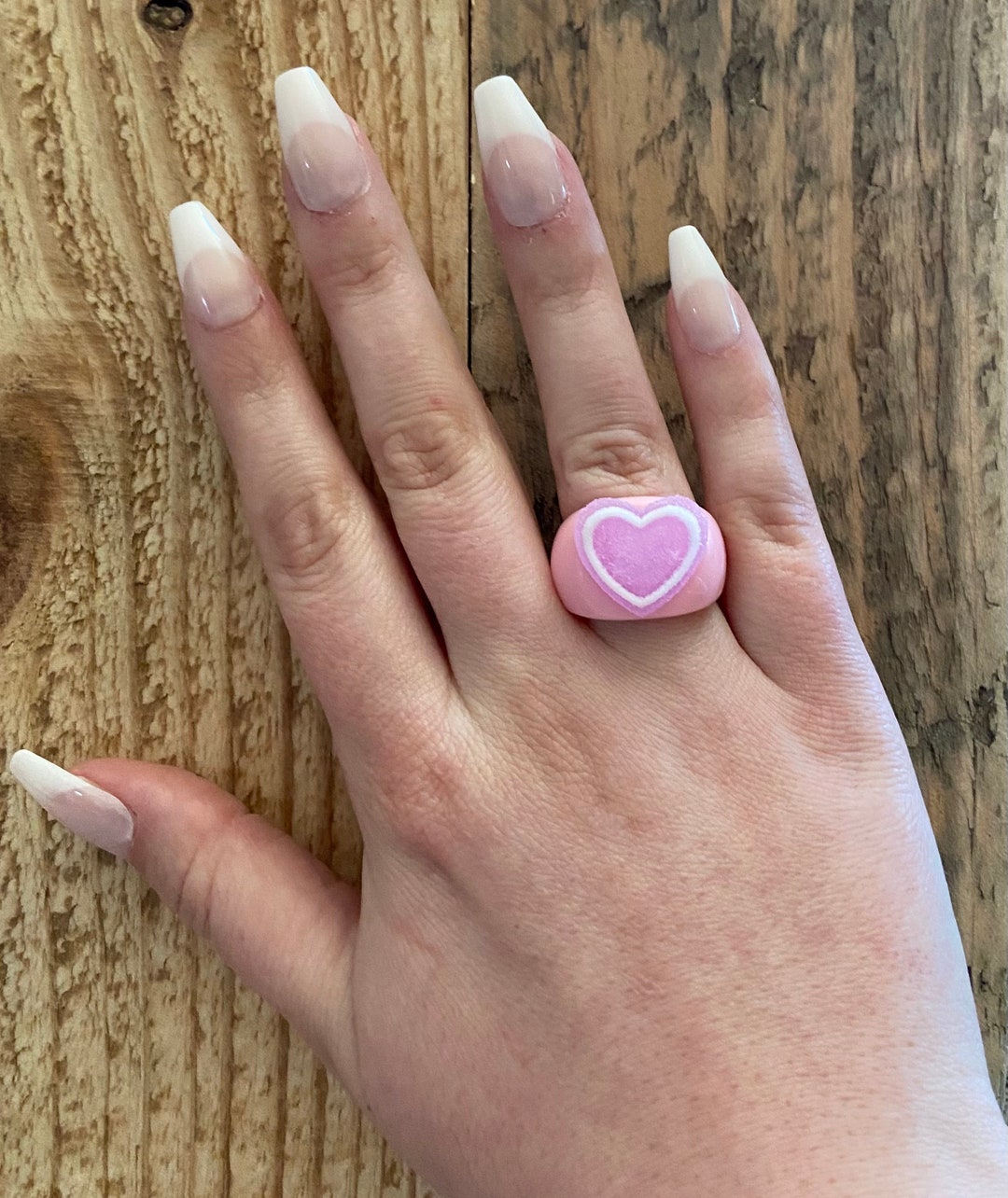Candy Heart Ring / Resin Ring / Y2K / Acrylic / Chunky Ring Etsy