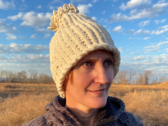 Winter Hat With Pom-pom, Handmade, White/cream - Etsy display picture 2