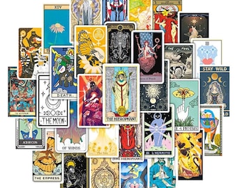 Tarot Card Stickers: Waterproof Witchcraft Decals (50pcs)