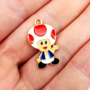 Retro 5-Piece Toadstool Mushroom Charm Set - Classic Game Charms - Retro Gamer Jewelry and DIY Charms