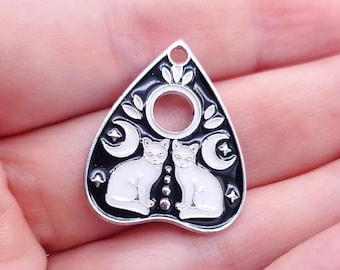 Dijes de esmalte con forma de planchette Ouija con forma de gato: Creación de joyas góticas para Halloween (5 piezas)