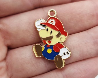 5-Piece Retro Game Charm Set - Plumber Brothers- Classic Gamer Jewelry and DIY Charms