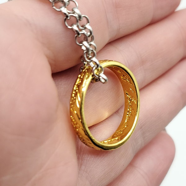 The Legendary One Ring of Power Necklace:  Inspired by Hobbits Frodo, Bilbo Baggins, Gollum's Invisible Ring & Sauron's Ring