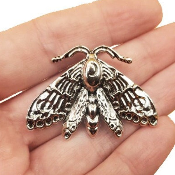 Lunar Moth Charm | Gothic Moth Pendant | Moon Phase and Moon Moth Charm | Insect and Butterfly Inspired Jewelry Charm