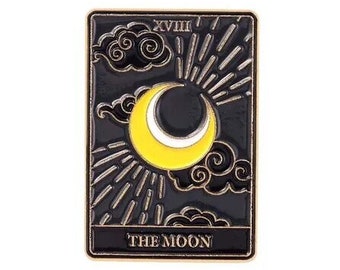 Moon Tarot Pin - Mystical Occult Fortune Teller Tarot Card Halloween Brooch