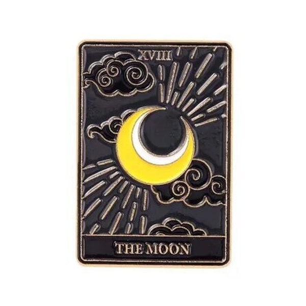 Moon Tarot Pin - Mystical Occult Fortune Teller Tarot Card Halloween Brooch