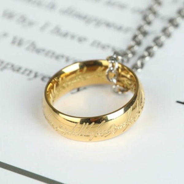 The Legendary One Ring of Power Necklace:  Inspired by Hobbits Frodo, Bilbo Baggins, Gollum's Invisible Ring & Sauron's Ring