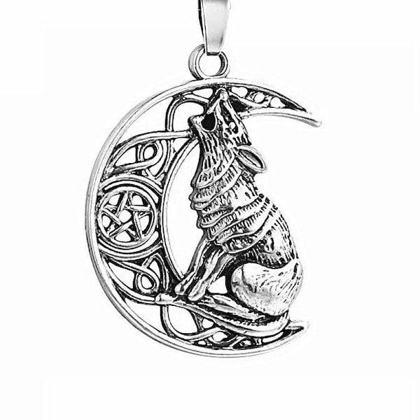 1 Pcs Moon Wolf Charm- Viking Necklace & Pendant Odin's Symbol - Norse Viking Men's Necklace