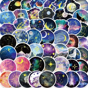 Celestial Space-stickers voor knutselen en scrapbooking, astrologie, occulte of hekserijstickers, 50 stuks - willekeurig assortiment