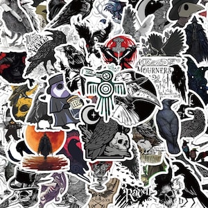 50 stuks gotische raafstickers of horrorkraaistickers, stickers pestdokter, moord op kraaien