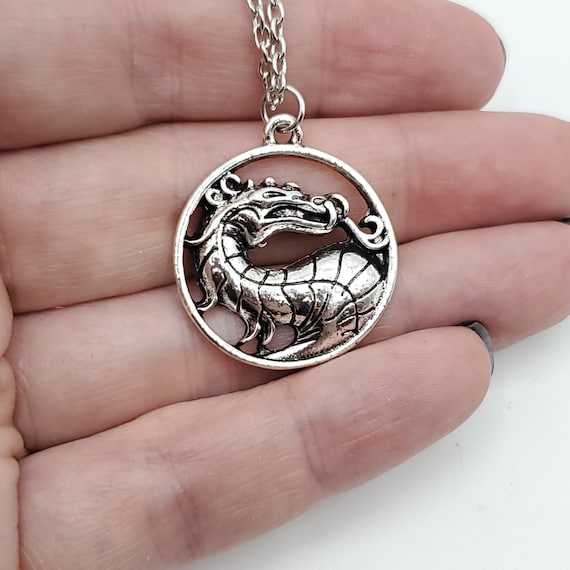 Mortal Dragon Necklace, Kombat Charm, Liu Kang, Dragon Pendant