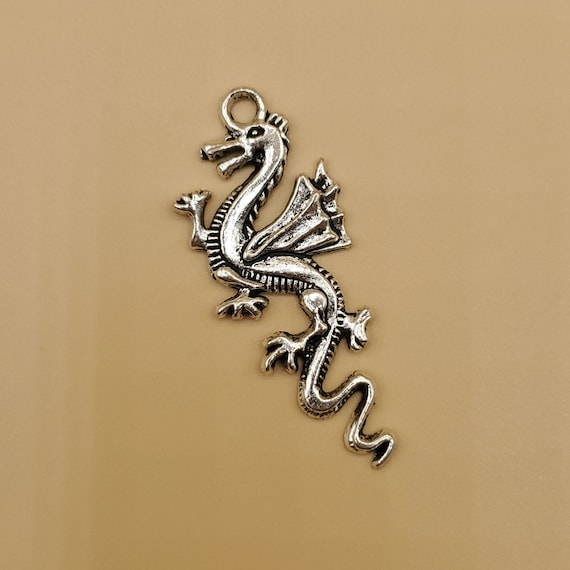 6-Piece Chinese Dragon Charms - 25mm Silver Color Pendants for Jewelry Making, DIY Crafts, and Handmade Necklaces