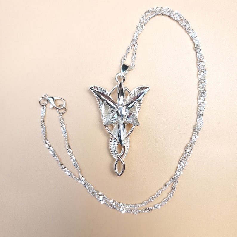 Arwen's Evenstar Necklace: A Sparkling Symbol of Elven Grace and Aragorn's Love Inspired by LOTR Elves and the Elfstone Elessar image 4