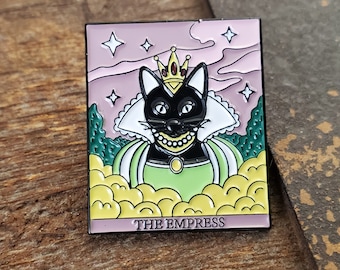 Cat Tarot Pin: The Empress - Gothic Occult Enamel Brooch