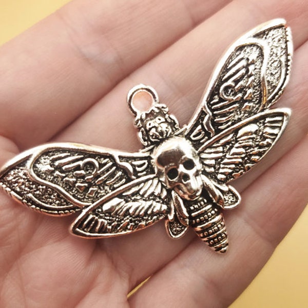 Gothic Death Moth Charm | Skull Moth Necklace | Intriguing Bug & Butterfly Charm | Mysterious Lunar Moth Charm | Unique Jewelry Piece