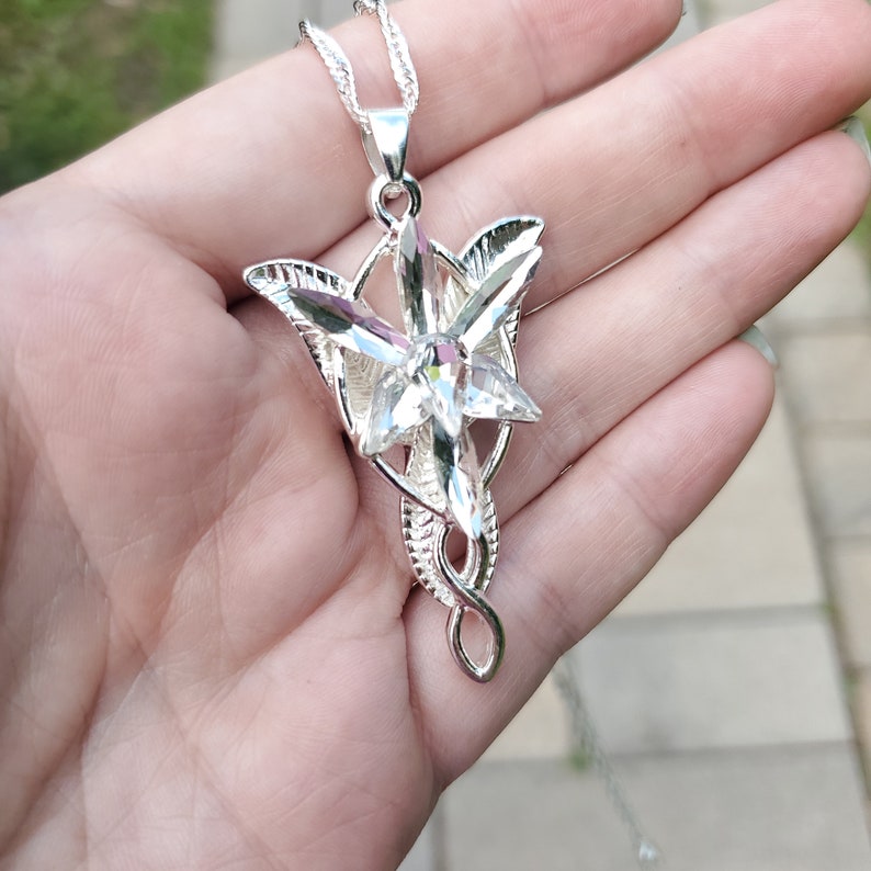 Arwen's Evenstar Necklace: A Sparkling Symbol of Elven Grace and Aragorn's Love Inspired by LOTR Elves and the Elfstone Elessar image 5