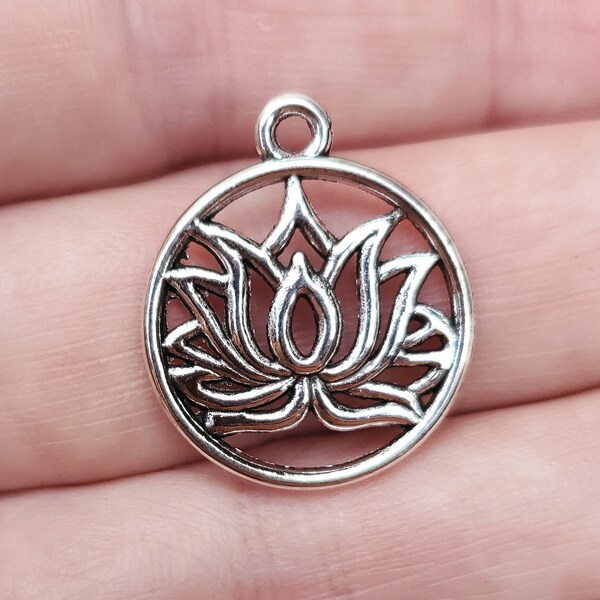 10 Pcs Lotus Charms - New Age, Yoga, Zen, Chakra and Buddhist Jewelry Charms for Bracelets and More