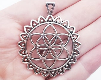 4 Pcs Flower of Life Charms, Zen Meditation New Age Charms for DIY Jewelry Making