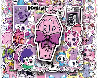 50 Adesivos Kawaii Góticos: Bruxaria, Adesivos de Halloween