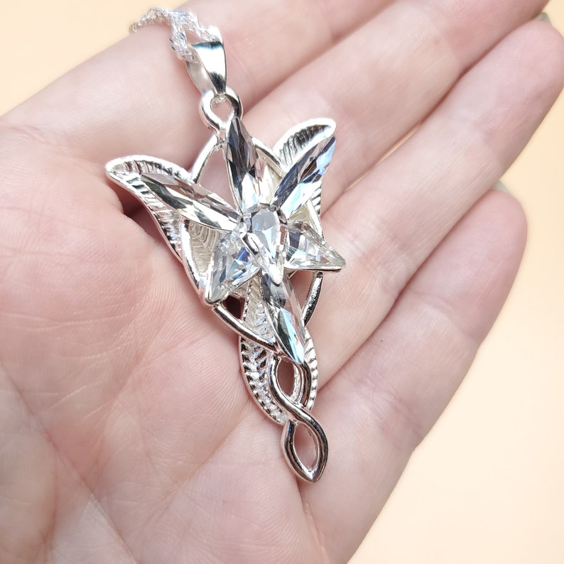 Arwen's Evenstar Necklace: A Sparkling Symbol of Elven Grace and Aragorn's Love Inspired by LOTR Elves and the Elfstone Elessar image 3