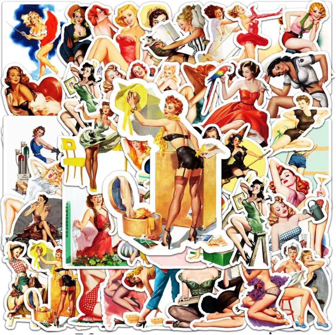 50 Pcs Retro Pinup Girl Stickers for DIY Crafts & Scrapbooking, Vintage ...