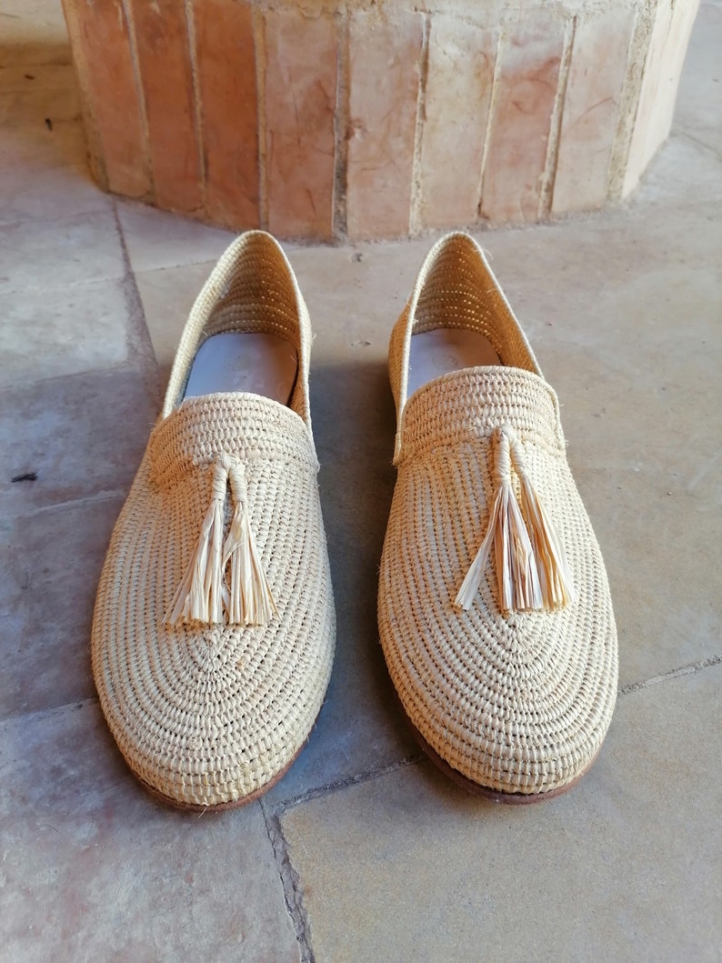 Raffia Shoes for Women, Natural Raffia Loafers, Handmade Raffia Mules, Moroccan Raffia Shoes,100% Natural Raffia image 4