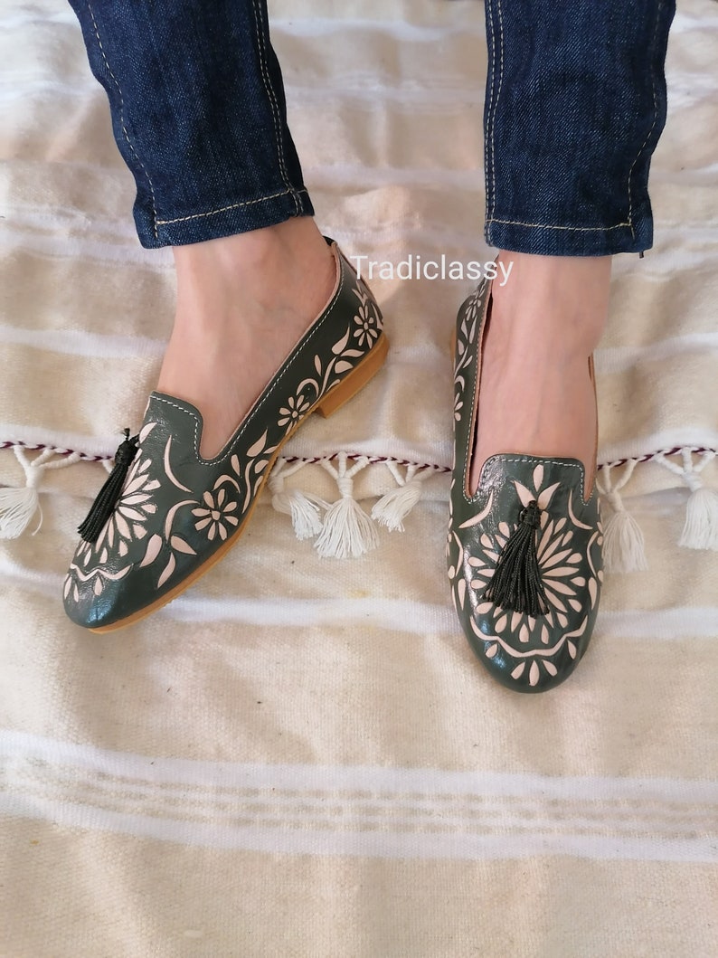 Women/'s ballerinas in authentic leather gift for her soft leather women/'s shoes,Women/'s handmade leather mules