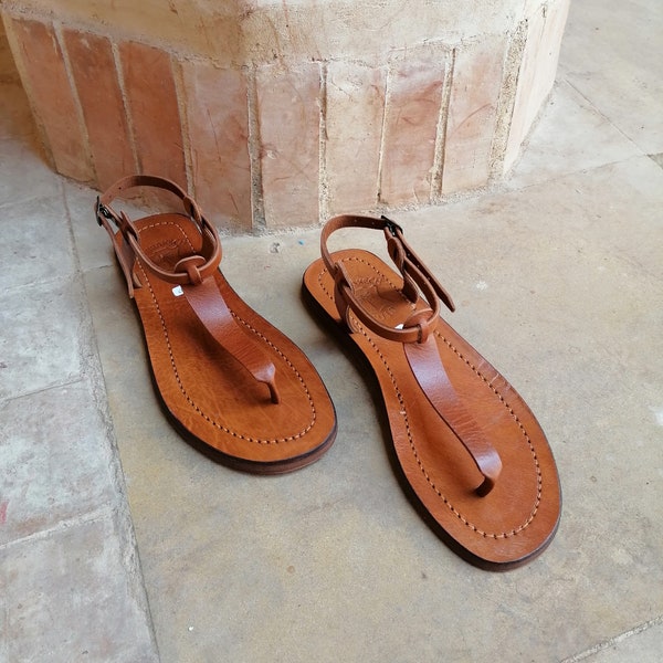 Moroccan leather sandals, Women's leather sandals, Handmade summer sandals, Gift for her, Moroccan leather shoes