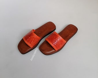 Moroccan leather sandals, Women's leather sandals, Handmade summer sandals, hand-woven leather sandals