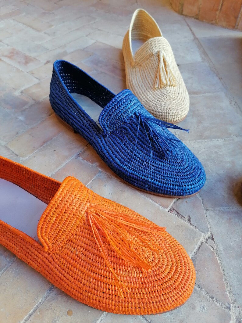 Raffia Shoes for Women, Natural Raffia Loafers, Handmade Raffia Mules, Moroccan Raffia Shoes,100% Natural Raffia image 9