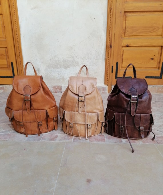 Moroccan Leather bakcpack, moroccan handmade backpack, Moroccan