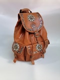 Studded Leather Backpack - Genuine Leather Backpack - Handmade - Vintage and Elegant Style