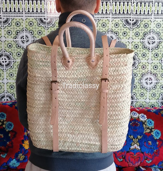 Palm Leaf Backpack Moroccan Straw Backpack Light and Practical Straw Bag Straw Beach Bag Market Basket Etsy UK