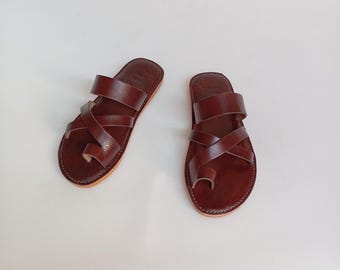 Moroccan leather sandals, Men's leather sandals, Handmade summer sandals, Gift for men, Moroccan leather shoes