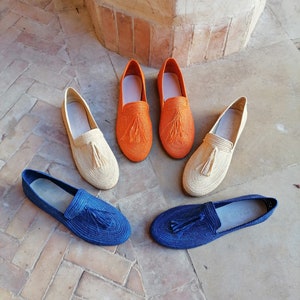 Raffia Shoes for Women, Natural Raffia Loafers, Handmade Raffia Mules, Moroccan Raffia Shoes,100% Natural Raffia image 1