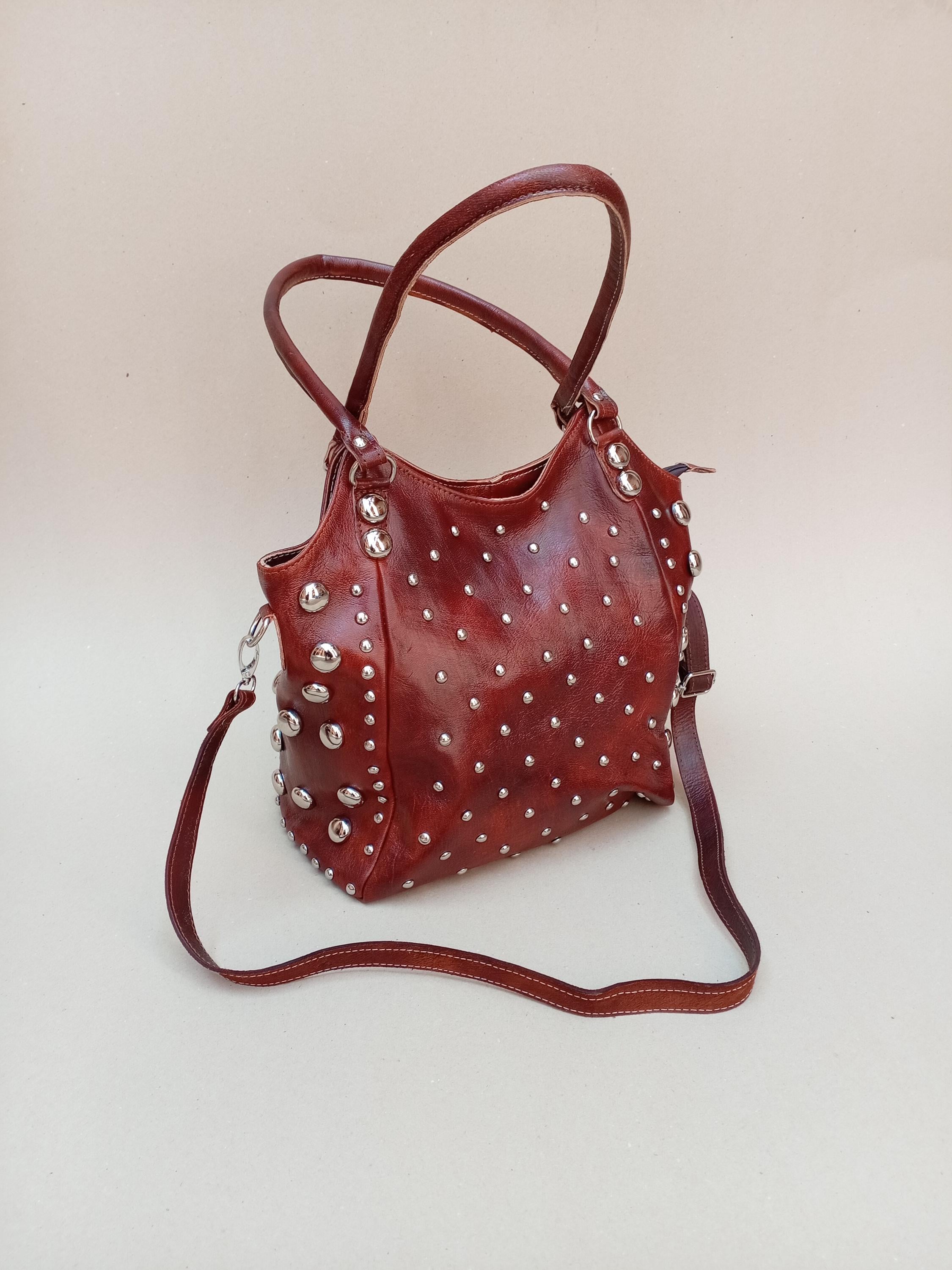 Genuine Leather Handbag – Handmade Moroccan Tote Bag With Extra 
