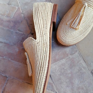 Raffia Shoes for Women, Natural Raffia Loafers, Handmade Raffia Mules, Moroccan Raffia Shoes,100% Natural Raffia image 6