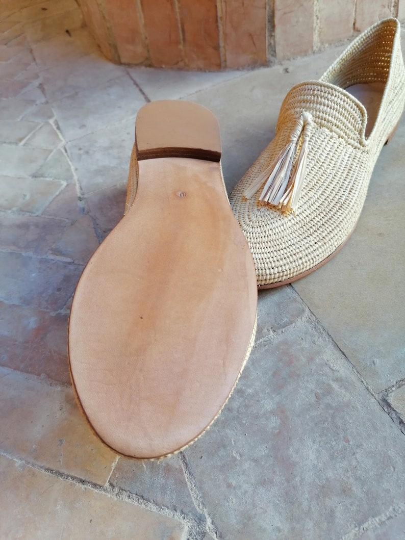 Raffia Shoes for Women, Natural Raffia Loafers, Handmade Raffia Mules, Moroccan Raffia Shoes,100% Natural Raffia image 7