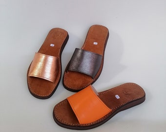 Moroccan leather sandals, Women's leather sandals, Handmade summer sandals, Gift for her, Moroccan leather shoes