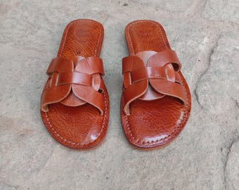 Sandali marocchini in pelle da donna - realizzati a mano - artigianato marocchino di alta qualità