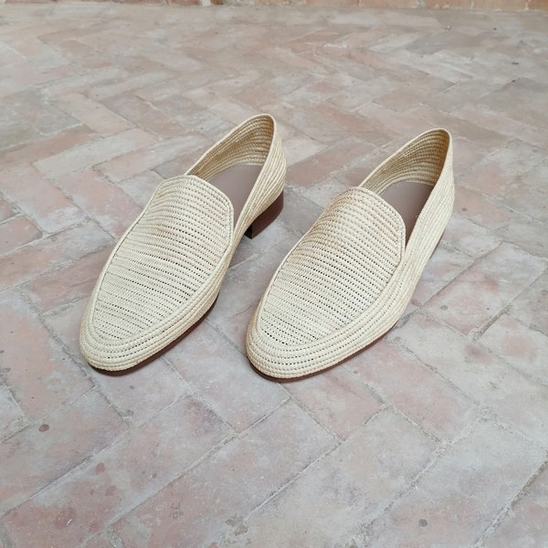 Chaussures de raffia pour hommes,mocassins de raphia d été, mocassins de raphia fait main,cadeau pour mari, chaussures raphia oxfords