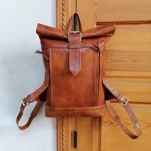 Moroccan leather backpack , Handmade unisex backpack, Boho leather backpack, Brown leather backpack, Vintage backpack