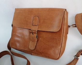 Moroccan leather bag, Cowhide leather crossbody bag, leather shoulder bag, Genuine leather messenger, unisex leather bag