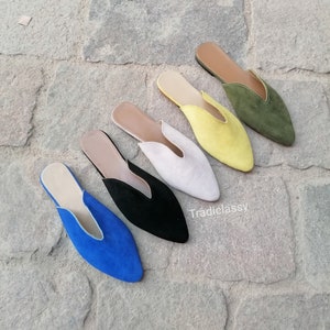 Damen-Babouche aus echtem Wildleder / Wildleder-Mule / marokkanische Leder-Babouche