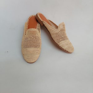 Natural raffia shoes, Raffia slippers for women, Handmade raffia slippers, Summer sandals, Raffia mules, Moroccan raffia