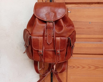 Genuine leather backpack – Handmade – Vintage and elegant style