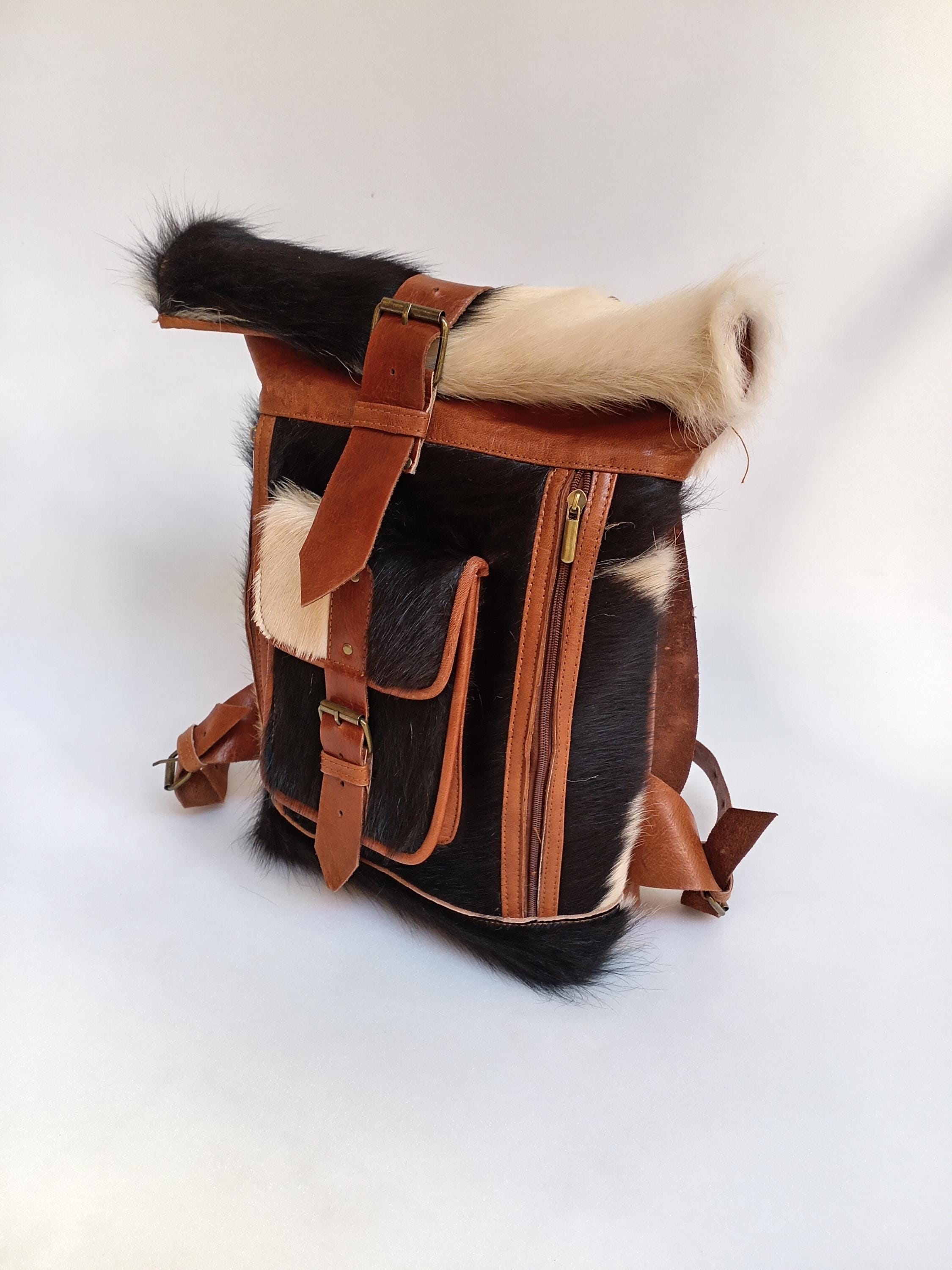 Moroccan Leather Backpack, Cowhide Backpack, Cowhide Hair  display picture 3