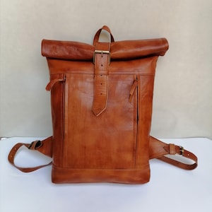 Moroccan leather backpack, Handmade unisex backpack, Boho leather backpack, Brown leather backpack, Vintage backpack