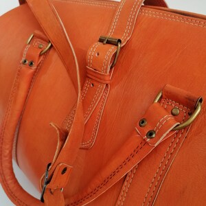 Leather duffle bag, holiday duffel bag, handmade leather bag, leather weekend bag, leather sports bag, Moroccan leather bag image 7