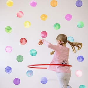 Rainbow Polka Dot Wall Decal, Playroom Wall Decal, Neutral Wall Decals